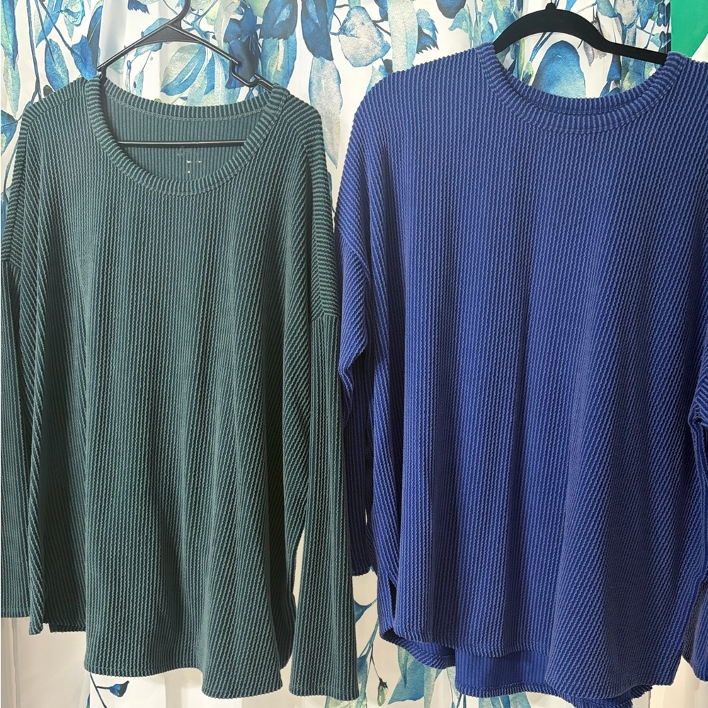 Women's Green and Blue Top Set